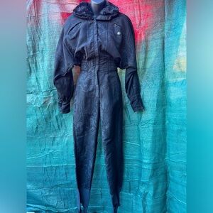 BOGNER Women's One Piece Ski Suit Nylon Black Floral Print Sz 6 R Made In USA